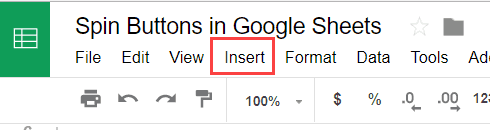 insert Button in Google Sheets Ribbon