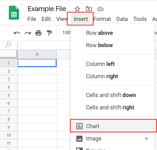 Click Insert and then click on chart icon