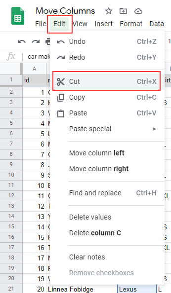Click on Cut