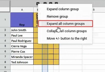 Expand all column groups