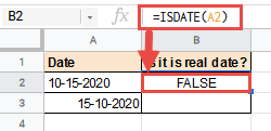 ISDATE formula to check if the cell has date