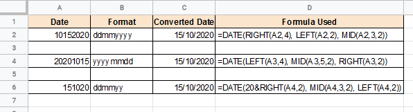 Some formula to use when date is shown as text