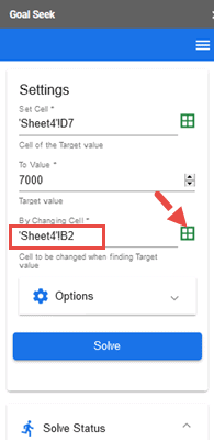 Specify the By Changing cell