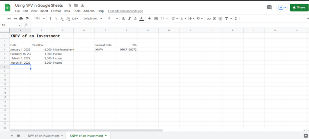 How to Use the NPV Formula in Google Sheets (Free Template)