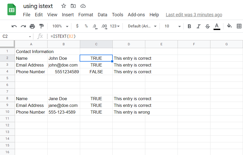 How to Use the ISTEXT Function in Google Sheets