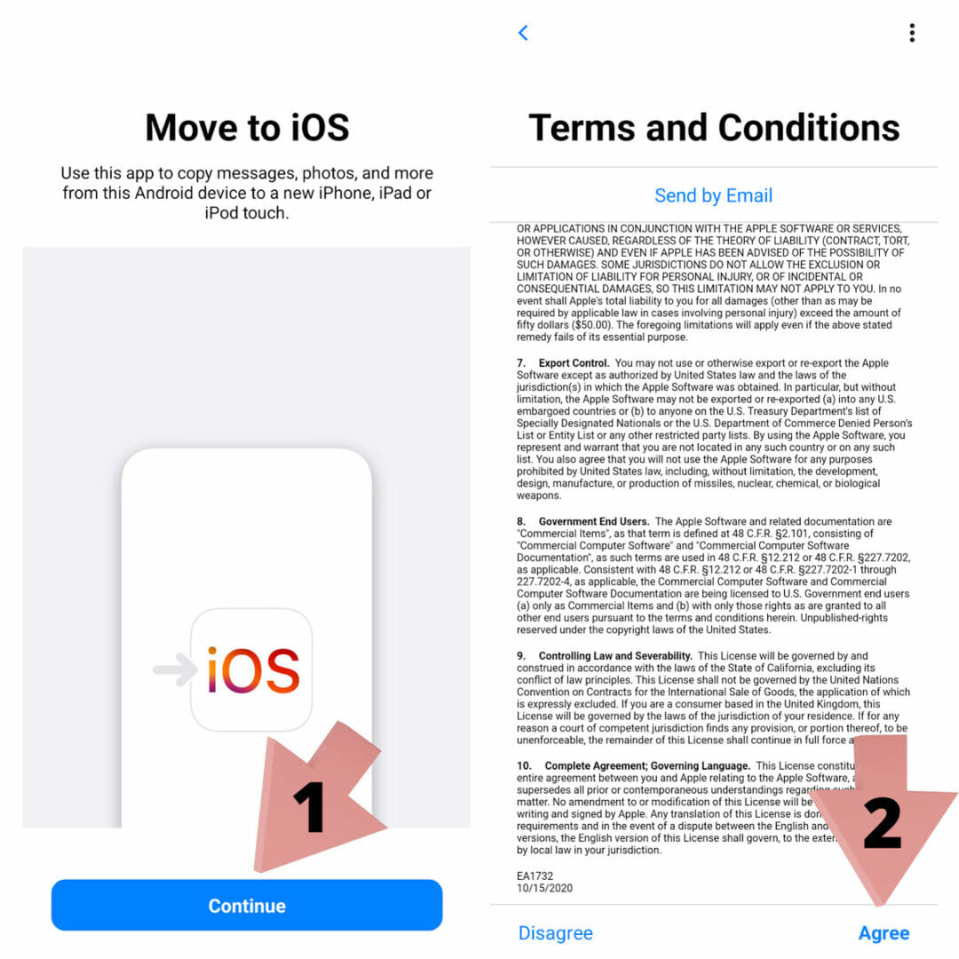 T&Cs of the move to iOS app