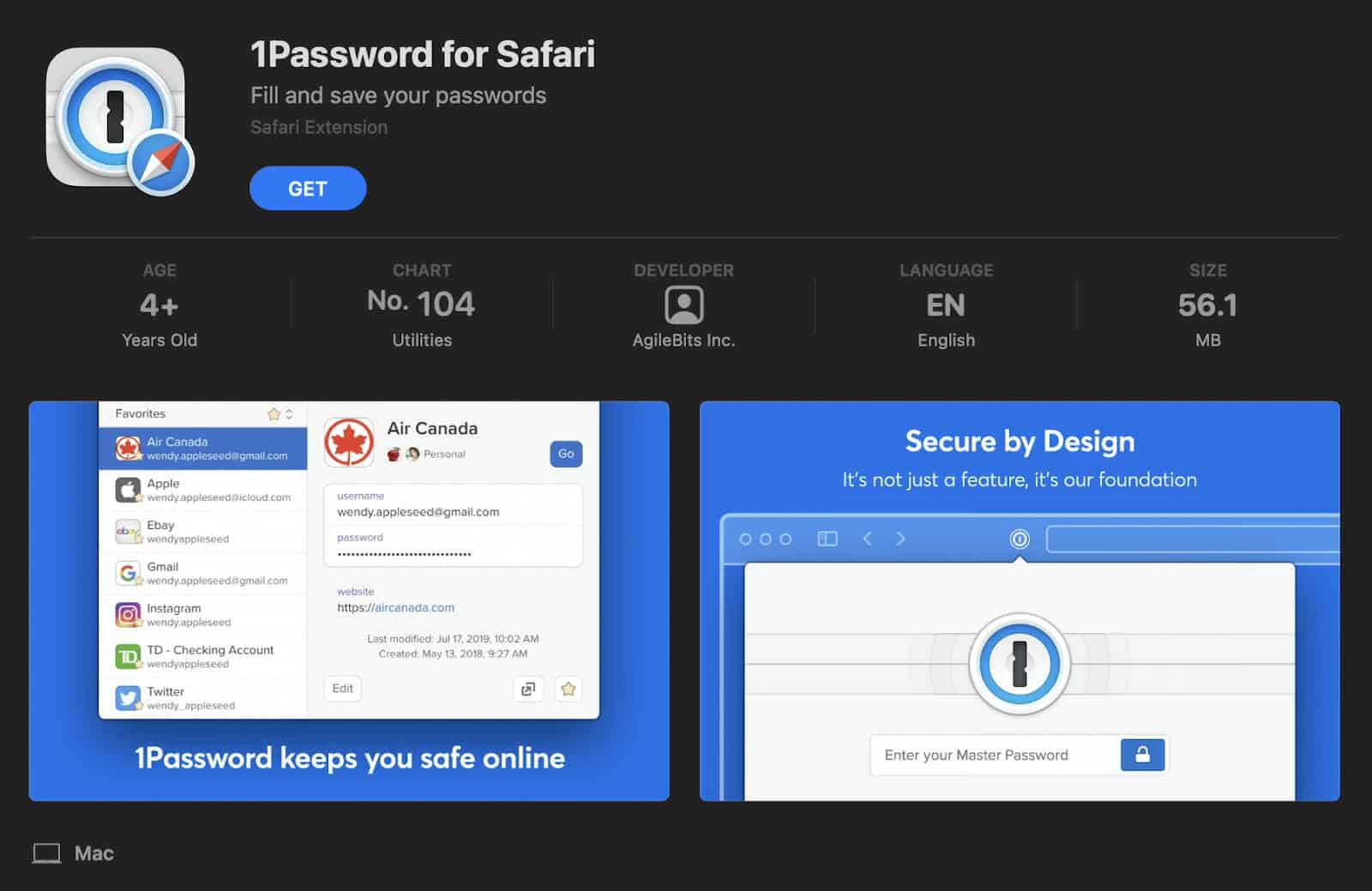 1password for Safari