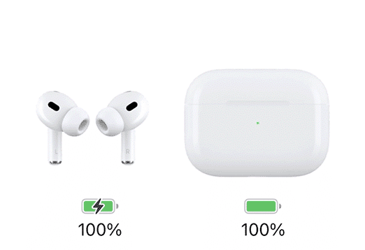 An example of the screen that shows fully charged AirPods