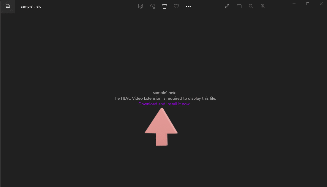 Download and install HEVC extension to open HEIC files on Windows