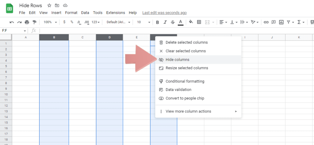 How to Hide Columns in Google Sheets