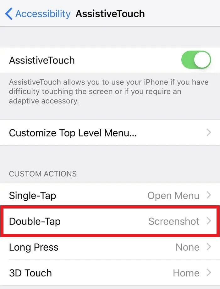 Screenshot on iPhone with Assistive Touch