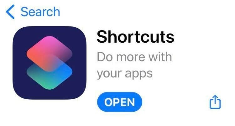 The Shortcuts app on an iphone