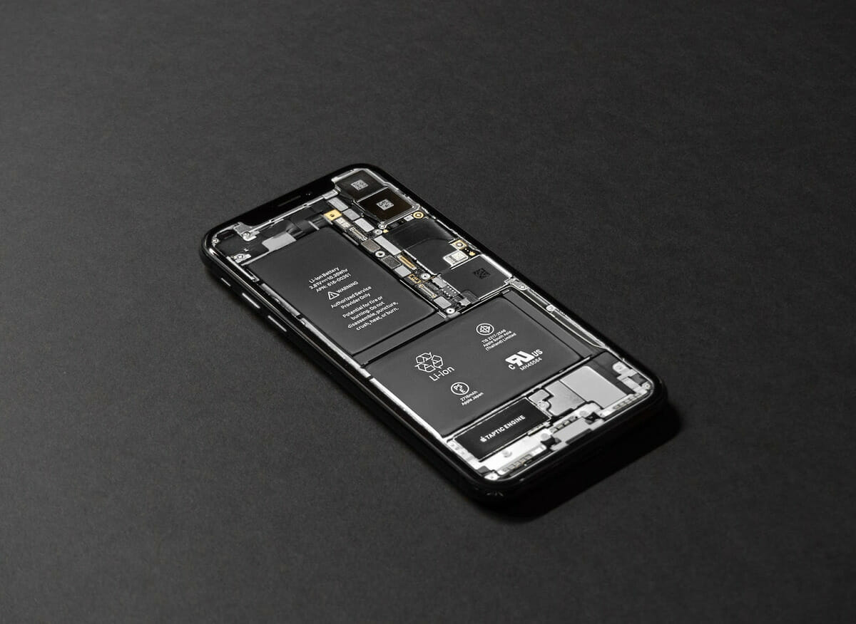 An opened up iPhone device