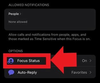 Share Focus Status on iPhone