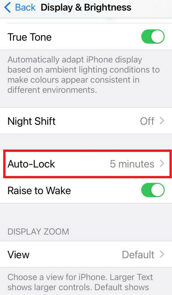 Auto lock settings