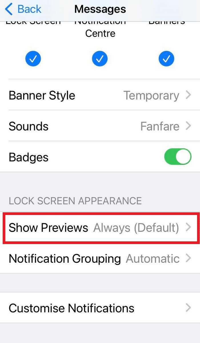 How to prevent previews from showing on an iPhone