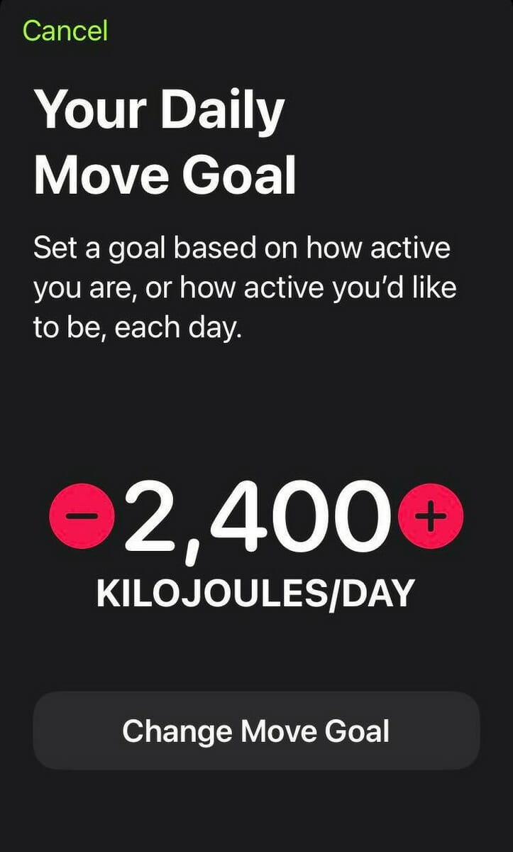 Change the move goal on an iPhone