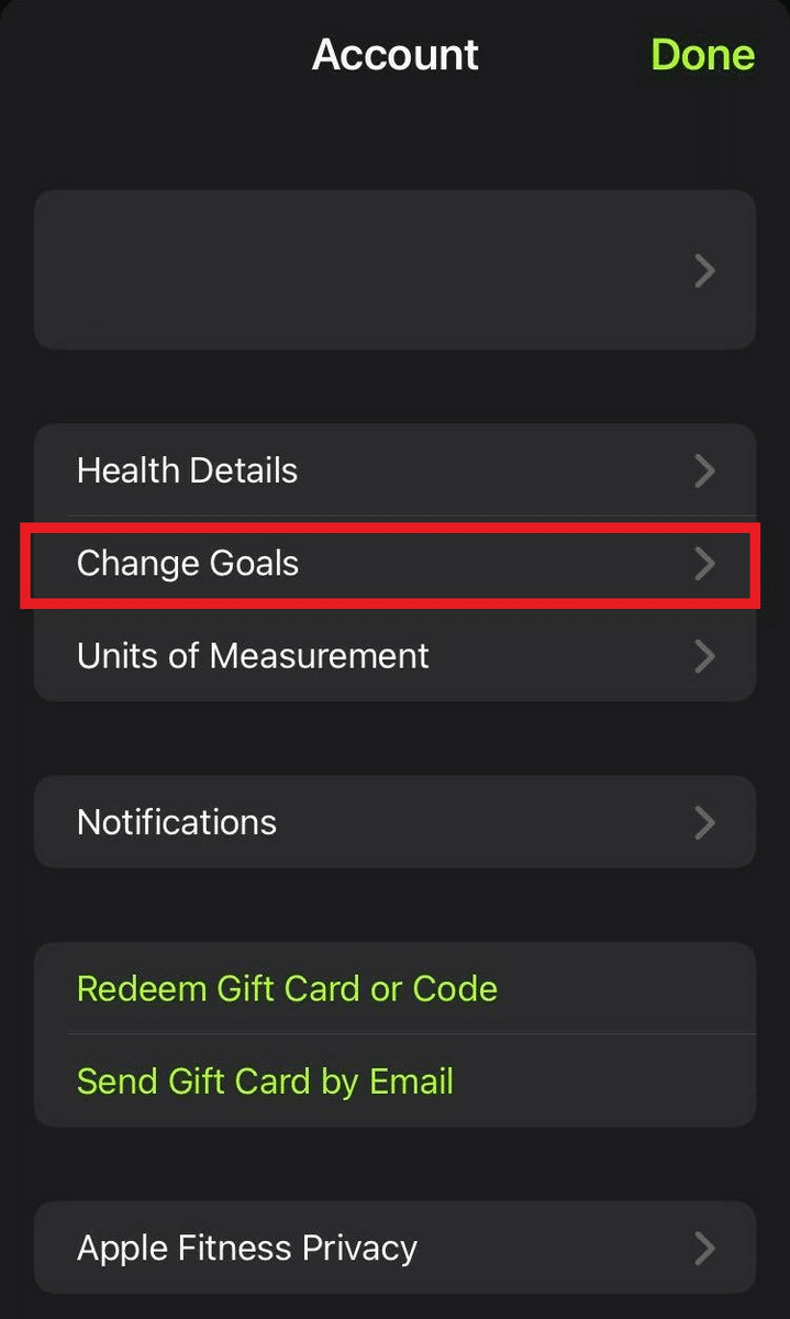 How to change goals from the iPhone