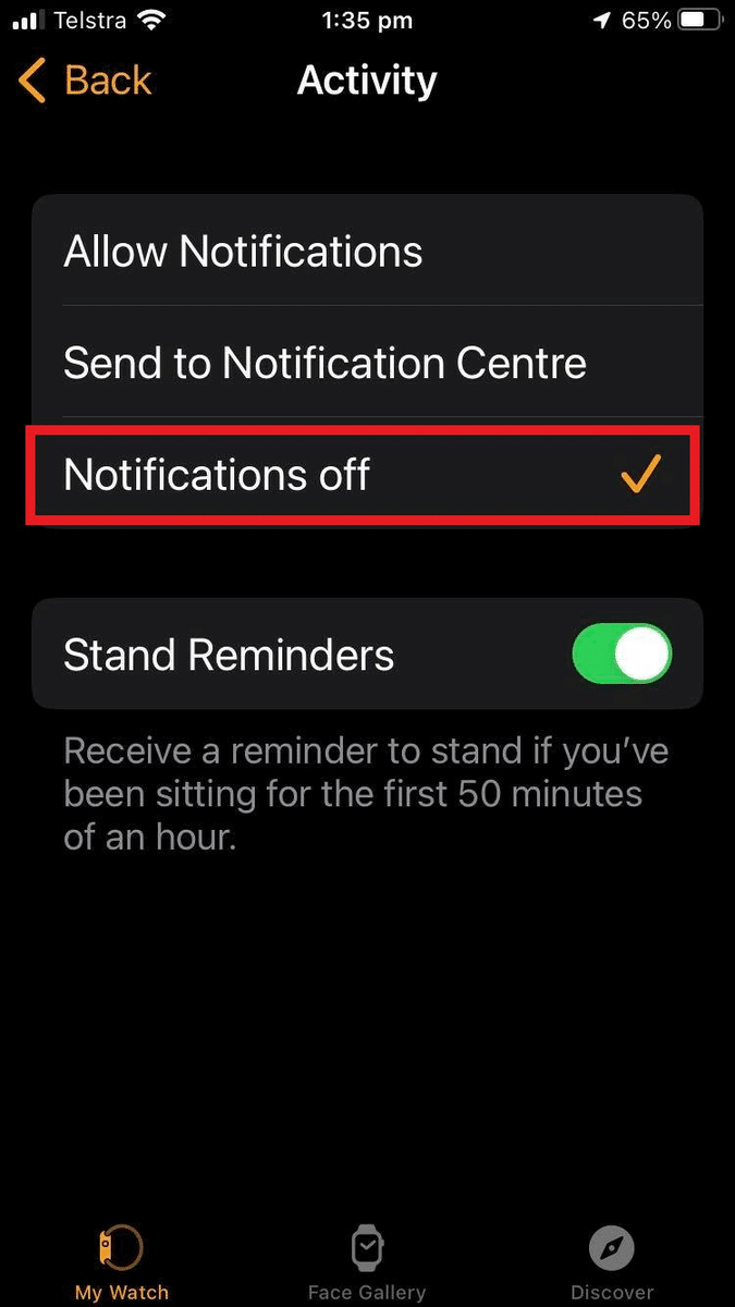 Turn notifications off