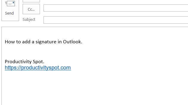 Add a hyperlink to Outlook signature