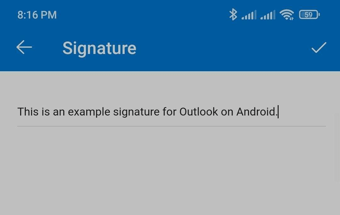 An example signature in Outlook Android