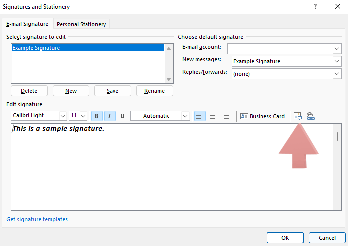 How to add an image to an outlook signature step 1