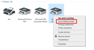 Right-click on your printer and select Set as the default printer.