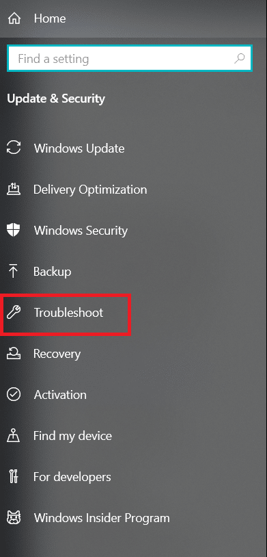 Select troubleshoot