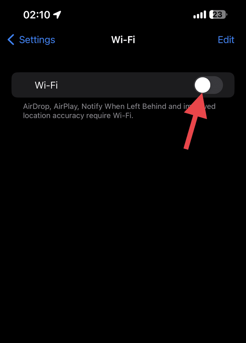 iPhone keeps disconnecting from Wifi—Wifi toggle