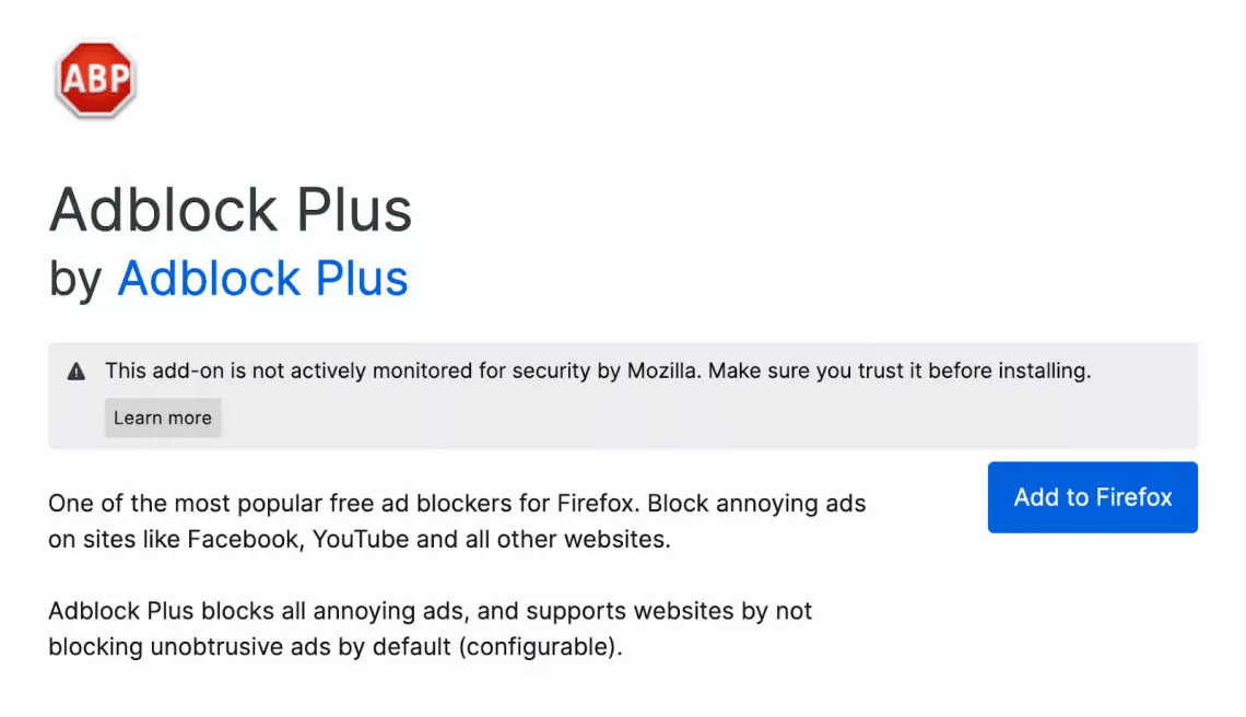 Firefox add-on extension: Adblock Plus