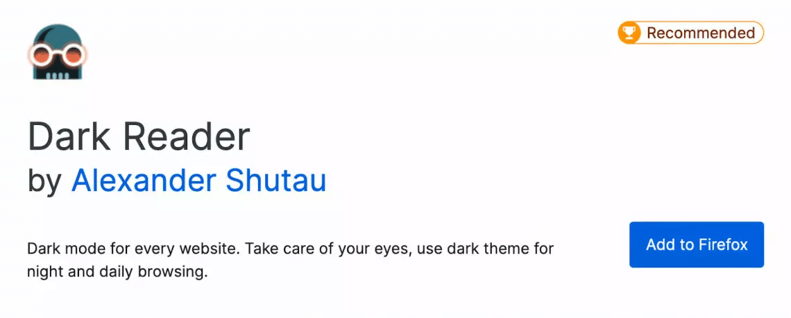 Firefox extension-Dark Reader screenshot