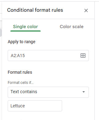 Text contains formatting rule