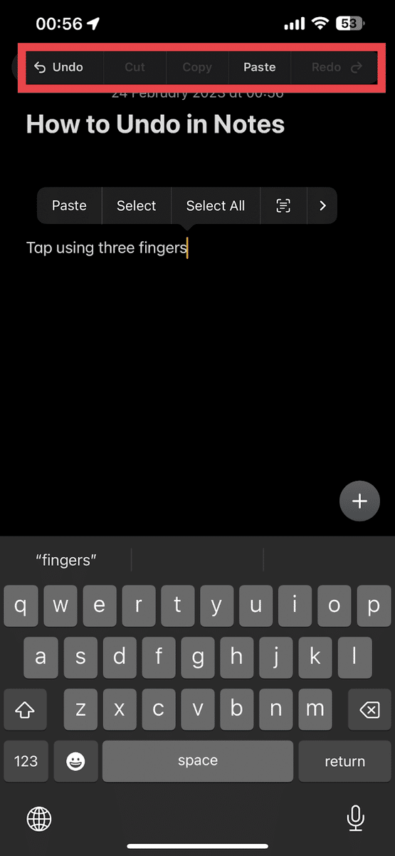 Undo, Cut, Copy, Paste, and Redo action buttons
