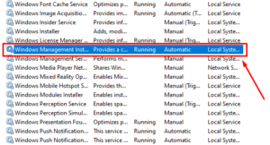 Windows Management Instrumentation option in services.msc