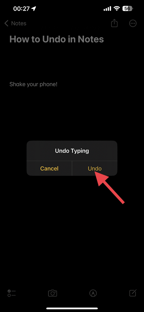 Undo typing button
