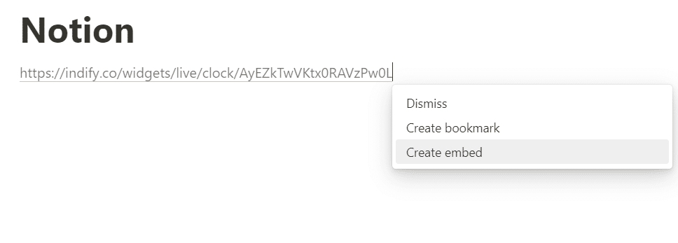 Click Create embed in the menu that appears.