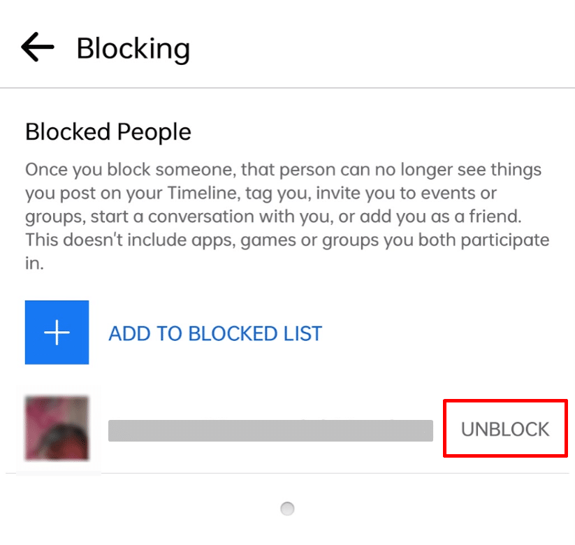 How to unblock someone on Facebook