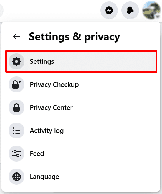 Where is settings under Facebook settings & privacy
