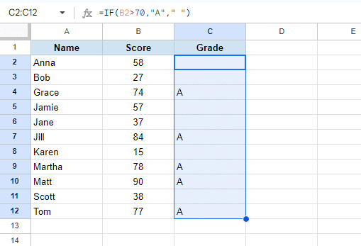 pressing Enter to copy if formula to all cells.