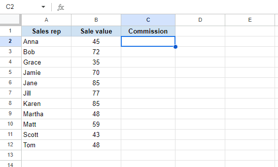 Calculating Commissions Using IF Function