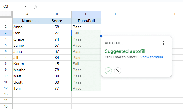 using autofill for if functions