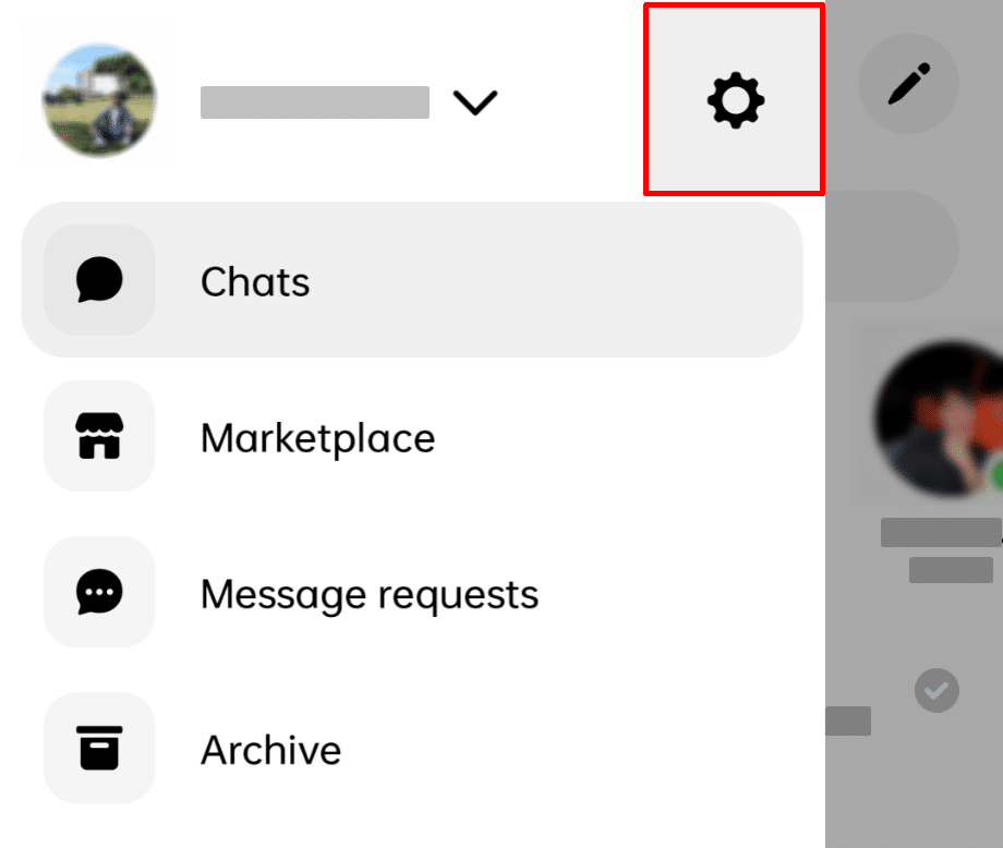 Messenger settings icon