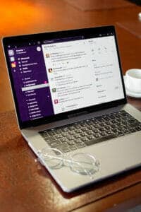 View of Slack app on Macbook