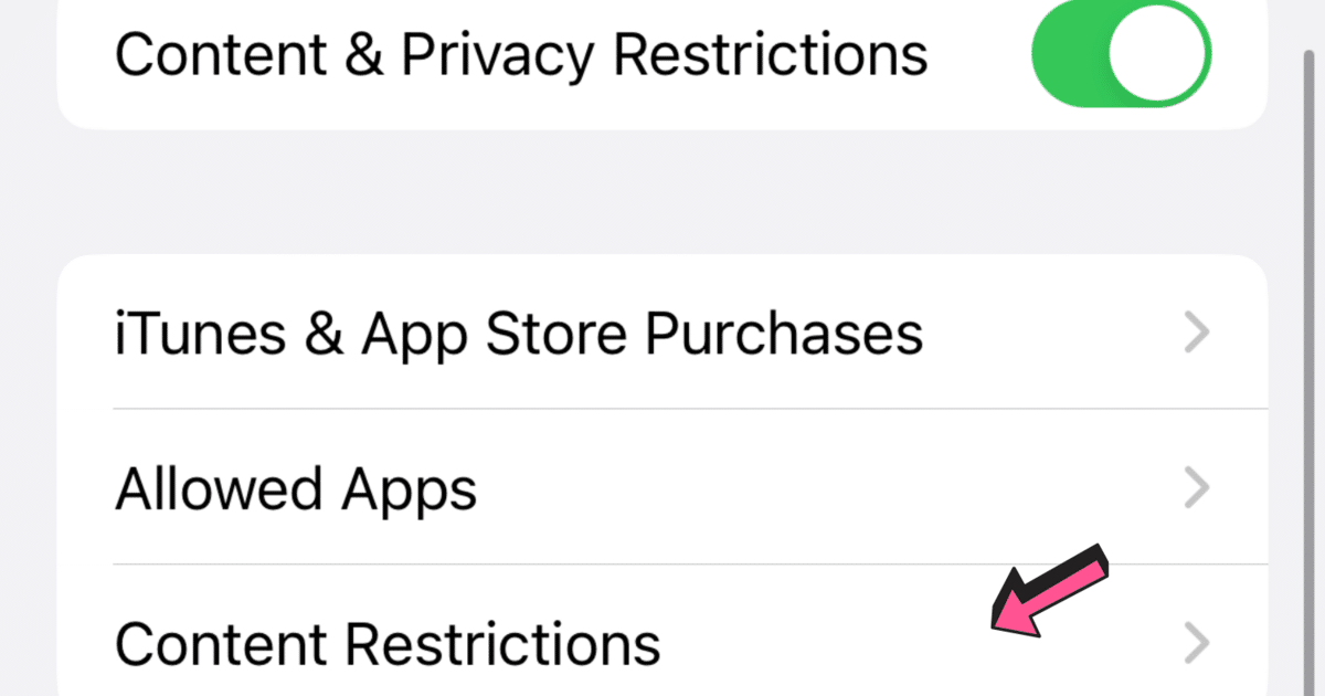 Go to Content Restrictions to block adult content on iPhone