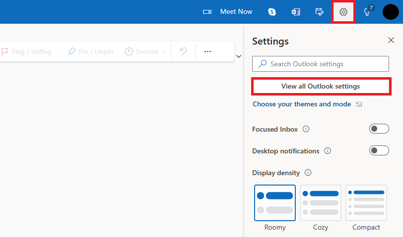 View all Outlook settings