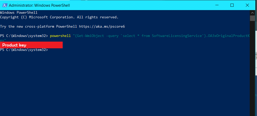 Powershell code for finding Windows 10 product key