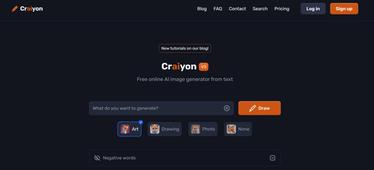 A screenshot of the Craiyon website
