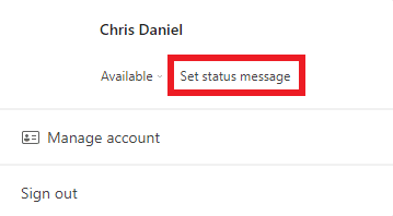 Select set status message