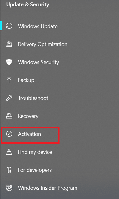 Go to the Activation tab from the left sidebar.