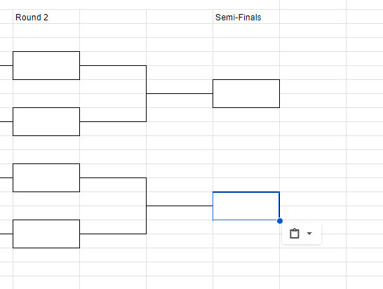 Merge the cells for the semi-finals round 